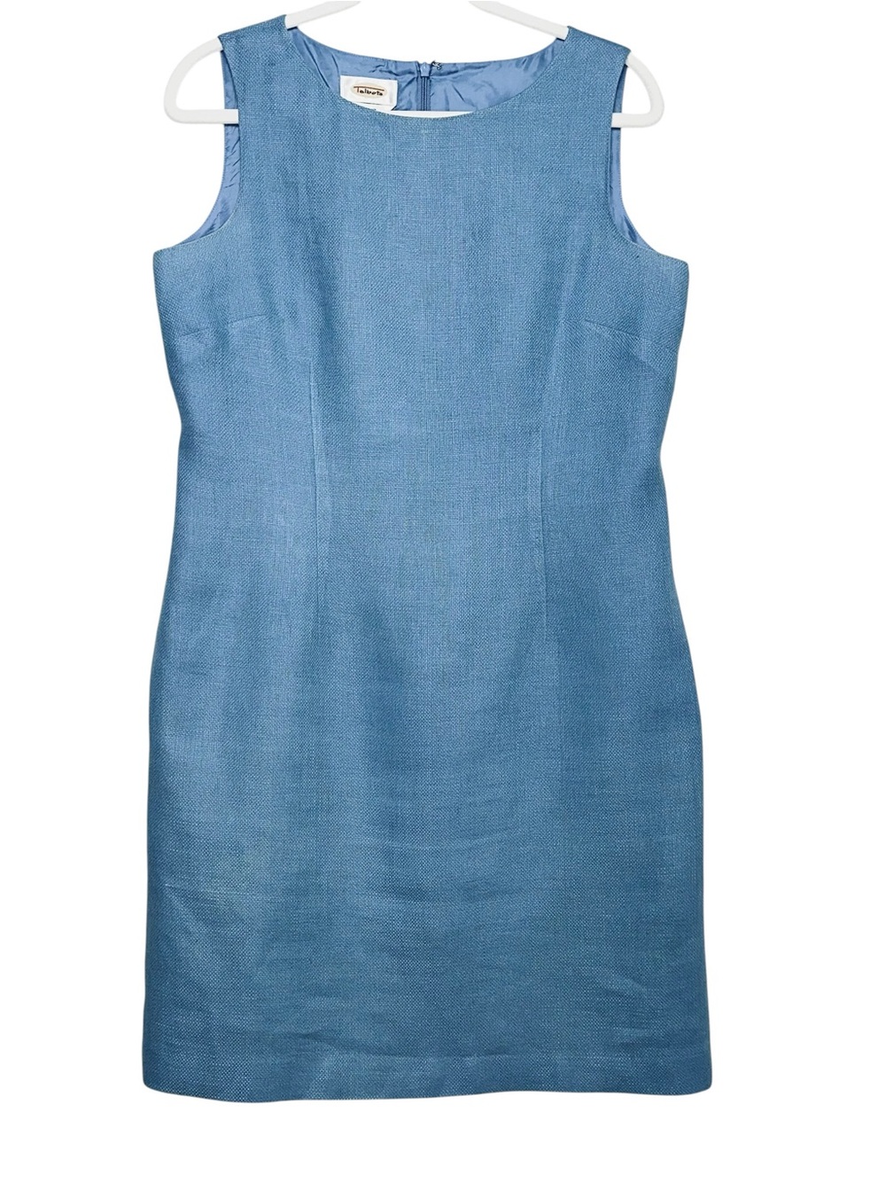 Talbots Sz 10 Irish Linen Blue Sheath Classic Career Old Money Minimalist